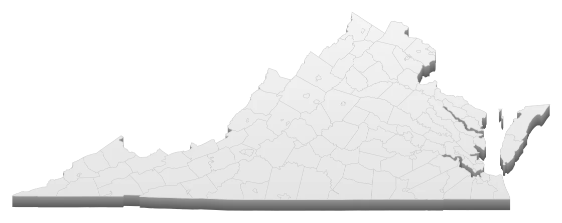 Map of Virginia with Ashburn marked